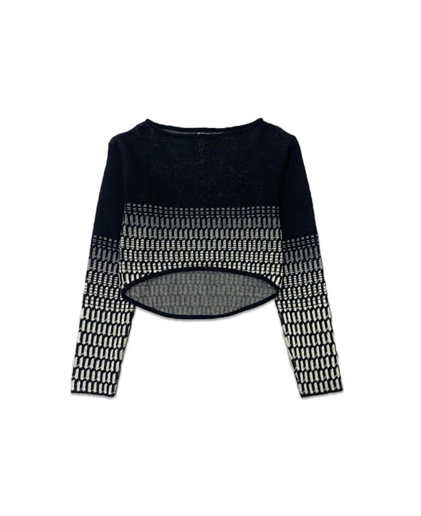 Transitions Merino Wool Mohair Knit Crop in Black and White - Sustainably Sourced - Unknown Union_Shop
