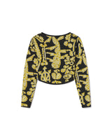 Empingated Merino Wool Mohair Knit Crop in Black and Gold - Sustainably Sourced - Unknown Union_Shop