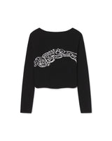 Unisex Oroboros Loro Piana Cashmere Intarsia Knit Crop in Black with Crocodile in White - Unknown Union_Shop