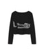 Unisex Oroboros Loro Piana Cashmere Intarsia Knit Crop in Black with Crocodile in White - Unknown Union_Shop