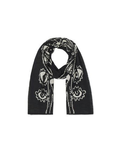 The Watchers Merino Wool Mohair Knit Scarf in Black and White - Sustainably Sourced - Unknown Union_Shop