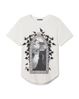 Through the Looking Glass White Unisex Cotton Longline Tee with Window Graphic in Black - Sustainably Sourced - Unknown Union_Shop