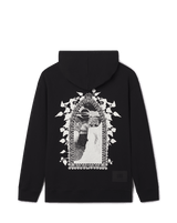 Through the Looking Glass Oversized Black Hoodie with Window Graphic in White - Sustainably Sourced - Unknown Union_Shop