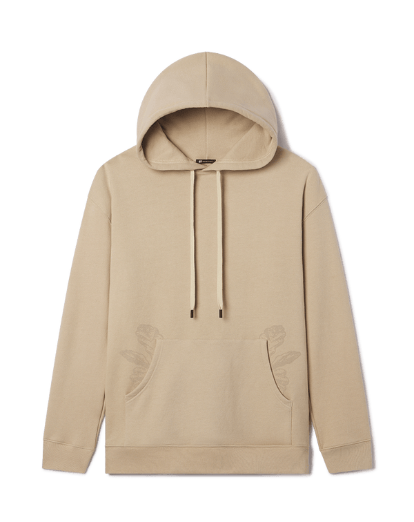 Labyrinth Oversized Hoodie in Tan with Orange Graphic - Sustainably Sourced - Unknown Union_Shop