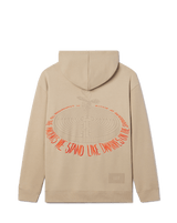 Labyrinth Oversized Hoodie in Tan with Orange Graphic - Sustainably Sourced - Unknown Union_Shop