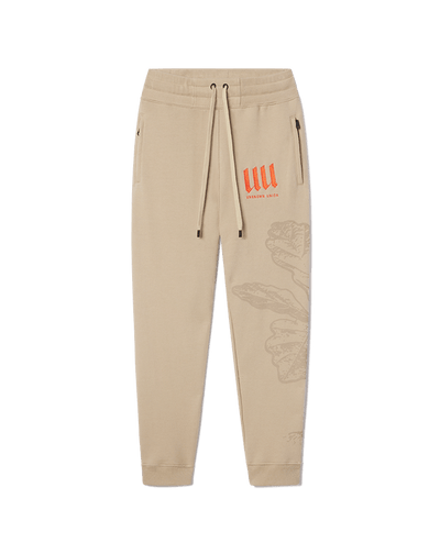 Labyrinth Jogger in Tan with Orange Graphic - Sustainably Sourced - Unknown Union_Shop