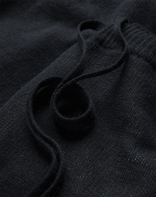 Detail of Transitions Merino Wool Mohair Knit Jogger in Black and White - Sustainably Sourced - Unknown Union_Shop